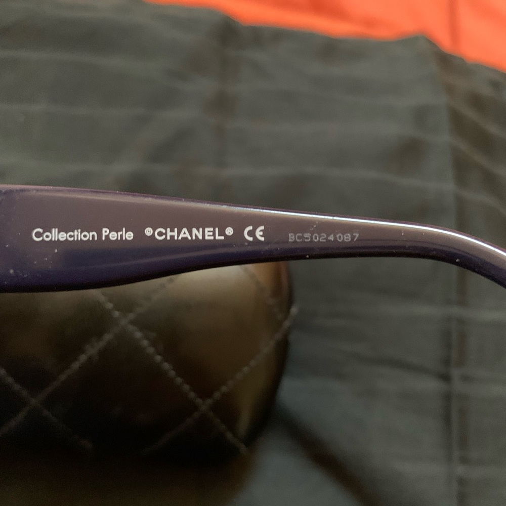 Real Chanel glasses. Navy blue with real pearls.